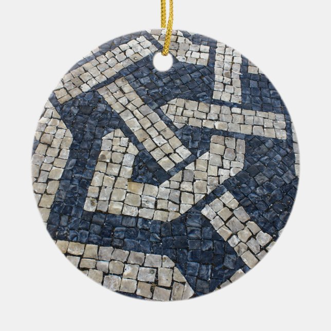 Ornement Rond En Céramique Calquée Portugaise, Portuguese Pavement (Devant)