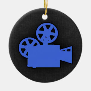 Ornement Rond En Céramique Caméra Royal Blue Movie