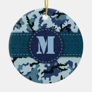 Ornement Rond En Céramique Camouflage de la marine