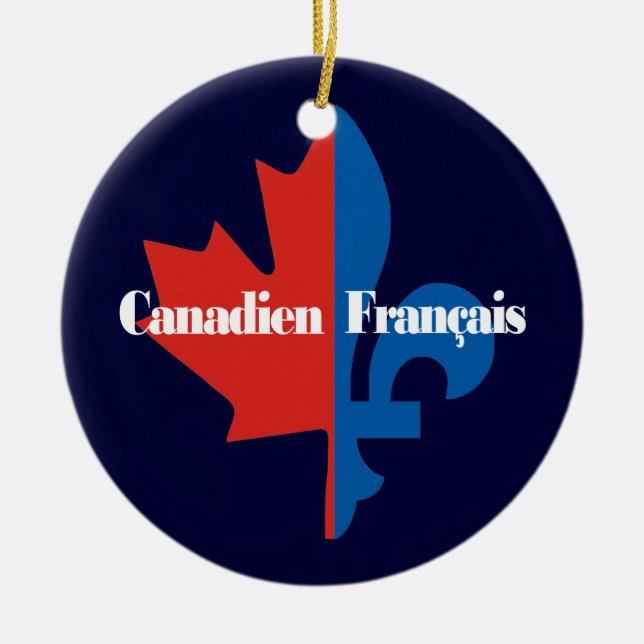 Ornement Rond En Céramique Canadien Francais (Devant)
