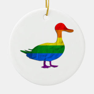 Ornement Rond En Céramique Canard drôle de fierté de gays et lesbiennes,
