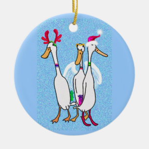 Ornement Rond En Céramique canards de Noël