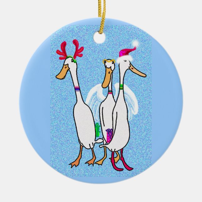 Ornement Rond En Céramique canards de Noël (Devant)
