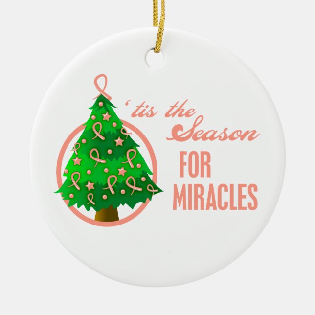 Ornement Rond En Céramique Cancer de l'intestin Miracles de Noël (Devant)