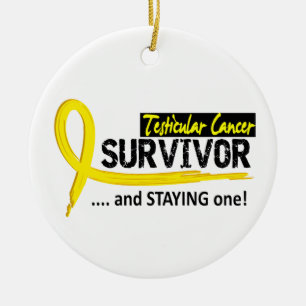 Ornement Rond En Céramique Cancer du testicule du survivant 8