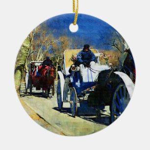 Ornement Rond En Céramique Carriage Ride Central Park