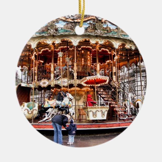Ornement Rond En Céramique Carrousel à Montmartre (Devant)