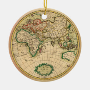 Ornement Rond En Céramique Carte antique du monde