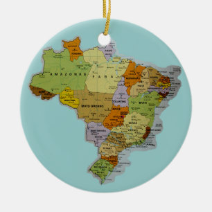 Ornement Rond En Céramique Carte brésilienne