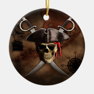 Ornement Rond En Céramique Carte de pirate