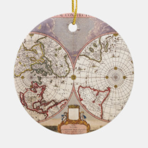 Ornement Rond En Céramique Carte du monde antique