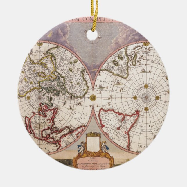 Ornement Rond En Céramique Carte du monde antique (Devant)