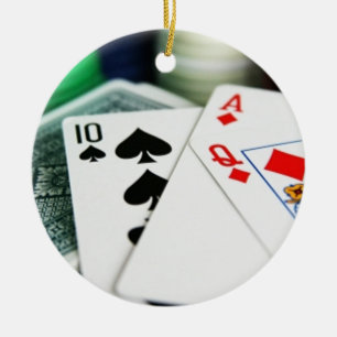 Ornement Rond En Céramique Cartes de poker