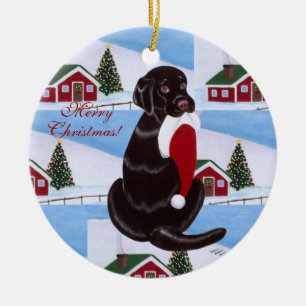 Ornement Rond En Céramique Casquette personnalisé de Père Noël de Noël de