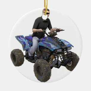 Ornement Rond En Céramique Cavalier bleu de boue d'ATV