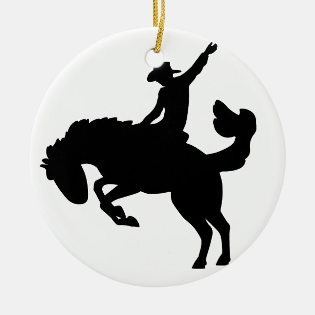 Ornement Rond En Céramique Cavalier s'opposant de Bronco (Devant)