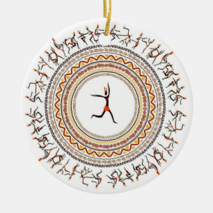 Ornement Rond En Céramique Célébration/conception africaine de motif de dan