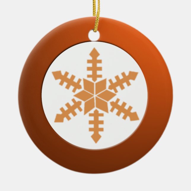 Ornement Rond En Céramique Cercle de cuivre métallique et flocon de neige (Devant)