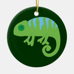 Ornement Rond En Céramique Chameleon