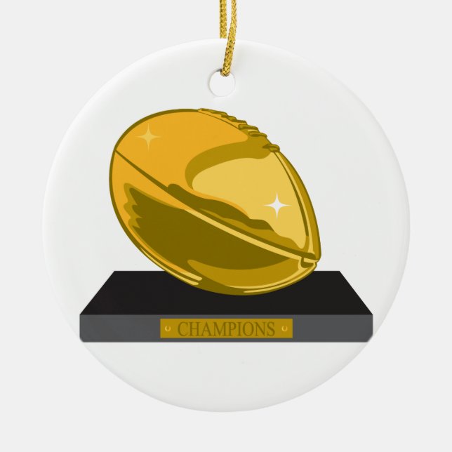 Ornement Rond En Céramique champion d'or de football (Devant)