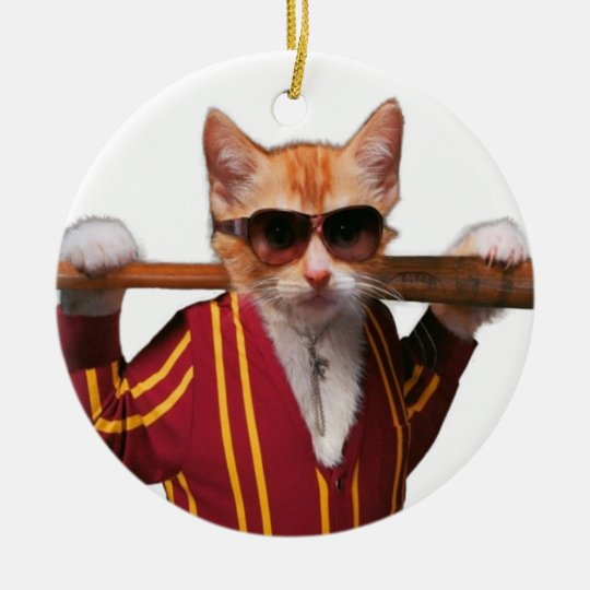 Ornement Rond En Ceramique Chat Avec Batte De Baseball Zazzle Ch Ornement Rond En Ceramique Chat Avec Batte De Baseball Zazzle Ch