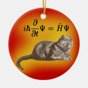 Ornement Rond En Céramique Chat de Schrodinger