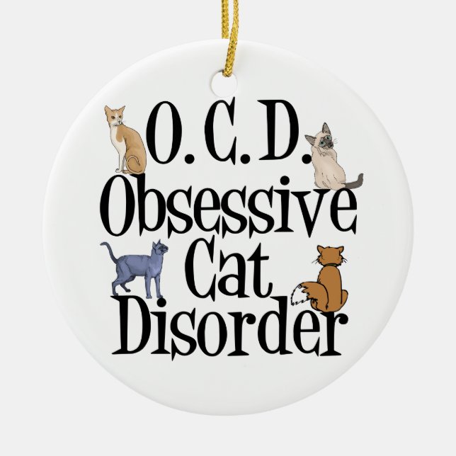 Ornement Rond En Céramique Chat observé (Devant)
