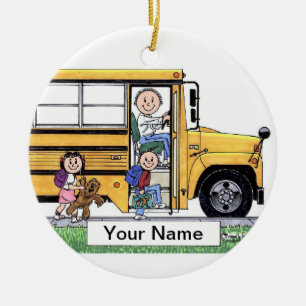 Ornement Rond En Céramique Chauffeur d'autobus scolaire - mâle