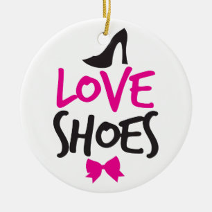 Ornement Rond En Céramique Chaussures d'amour avec le petit arc mignon