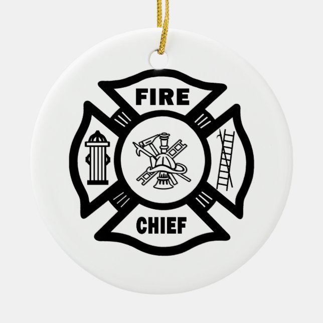 Ornement Rond En Céramique Chef des pompiers (Devant)