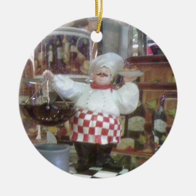 ORNEMENT ROND EN CÉRAMIQUE CHEF ITALIEN CHRISTMAS (Devant)