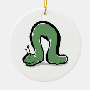 Ornement Rond En Céramique chenille verte