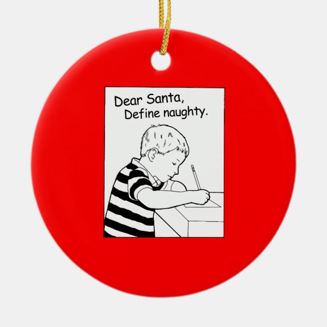 Ornement Rond En Céramique Cher Père Noël. Définissez vilain (Devant)