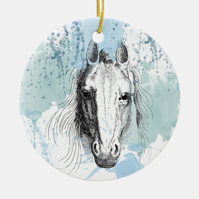 Ornement Rond En Céramique Cheval (Devant)