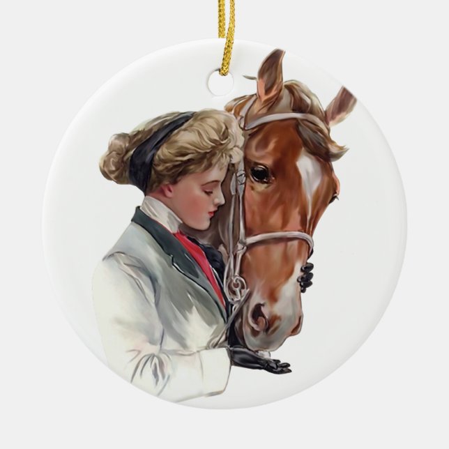 Ornement Rond En Céramique Cheval favori (Devant)