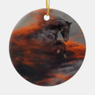 Ornement Rond En Céramique Chevaux d'imaginaire : Nuages