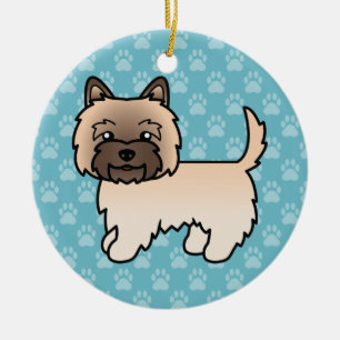 Ornement Rond En Céramique Chien de dessin animé Wheaten Cairn Terrier sur fo