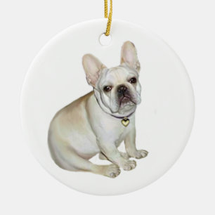 Ornement Rond En Céramique Chien-taureaux français (A)
