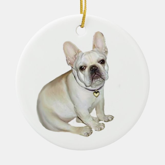 Ornement Rond En Céramique Chien-taureaux français (A) (Devant)