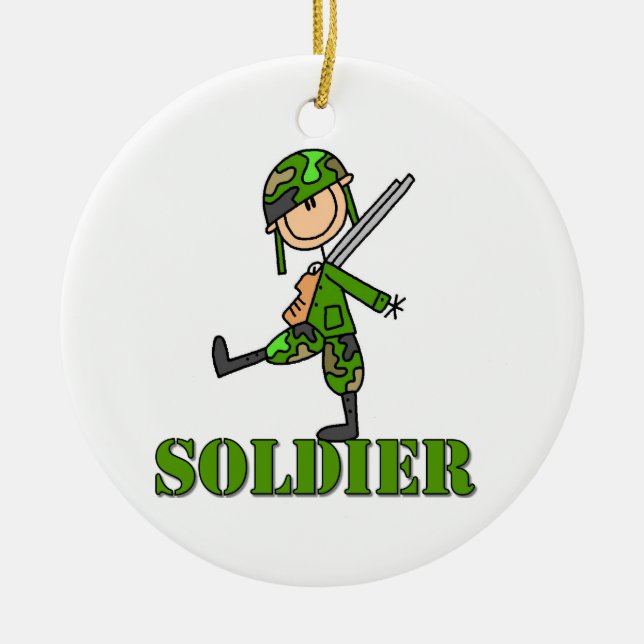 Ornement Rond En Céramique Chiffre de bâton de soldat (Devant)
