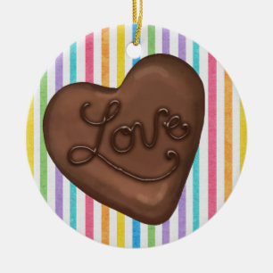Ornement Rond En Céramique Chocolat bonbon amour - SRF