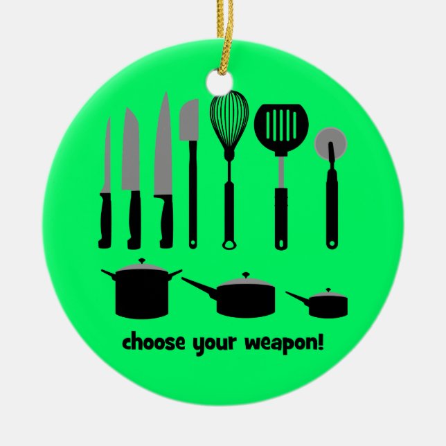 Ornement Rond En Céramique choisissez votre arme (Devant)