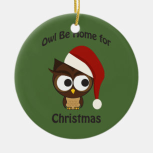 Ornement Rond En Céramique Chouette soit à la maison pour Noël !