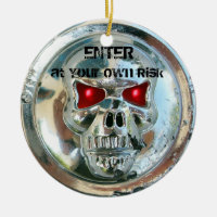 CHROME SKULL DAMASK AFFICHETTE DE PORTE