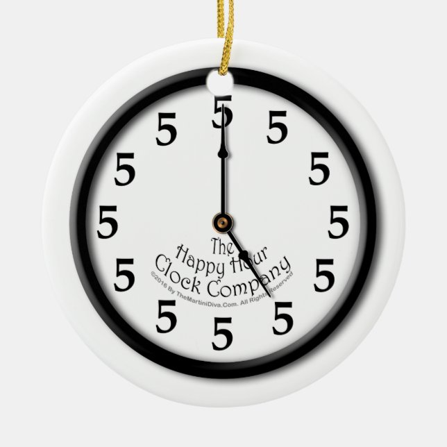 ORNEMENT ROND EN CÉRAMIQUE CINQ HORLOGE (Devant)