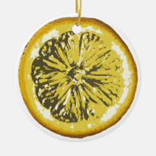Ornement Rond En Céramique Citron