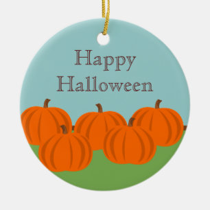Ornement Rond En Céramique Citrouille Patch Ornament Halloween