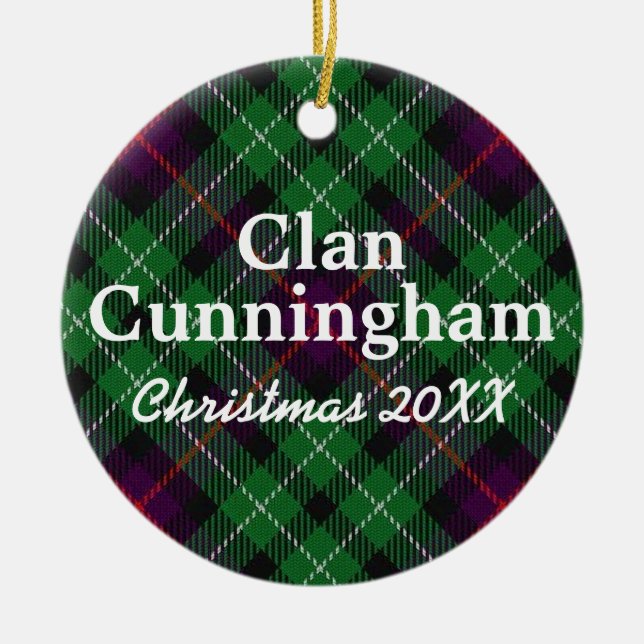 Ornement Rond En Céramique Clan Cunningham Scottish Tartan (Devant)