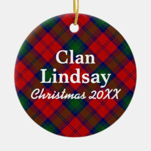 Ornement Rond En Céramique Clan Lindsay Scottish Tartan