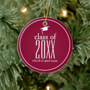 Ornement Rond En Céramique Classe moderne de 20XX Graduation Cap Couleur pers